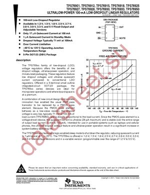 TPS76925DBVR datasheet  